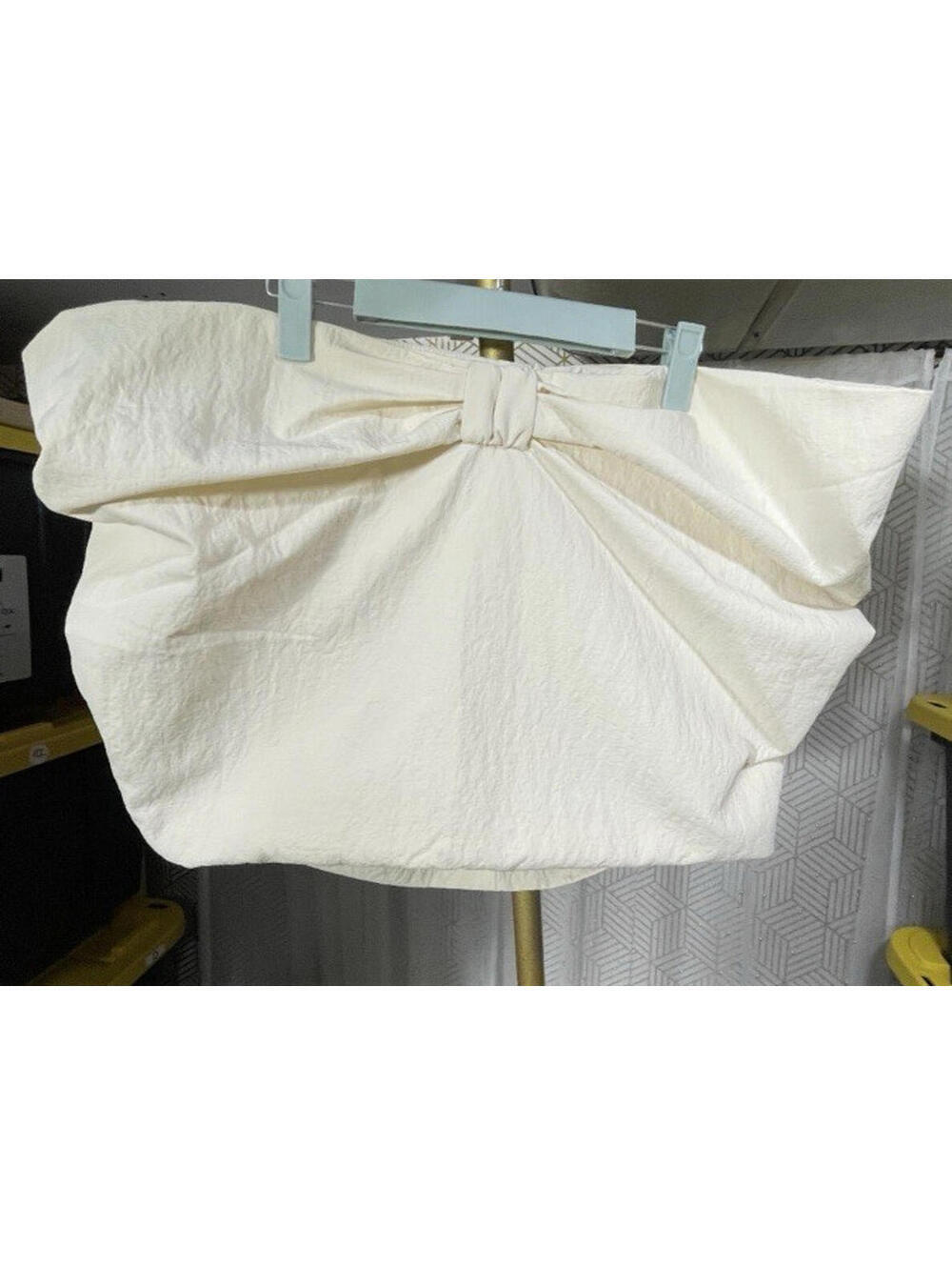Zara Cream Bow Front Strapless Tube Top Crop Bow Detail Size Medium